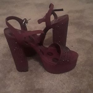 Brand New never worn heels with Ruby Wine stones